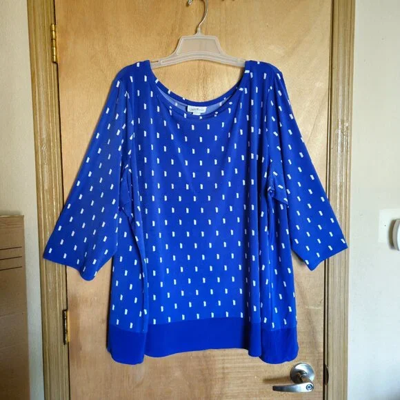 Jaclyn Smith Collection 3x Blue White Blouse - Picture 4 of 5